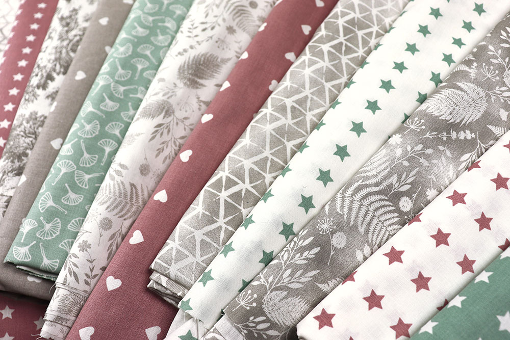 Bettwäsche-Stoff - Sterne - 295 cm - Weiß/Hellgrau