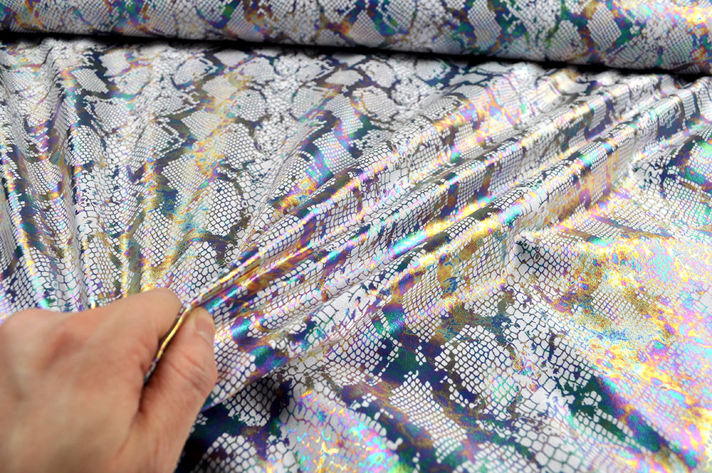 Jersey Superstretch - Schlangenhaut - Regenbogenfarben