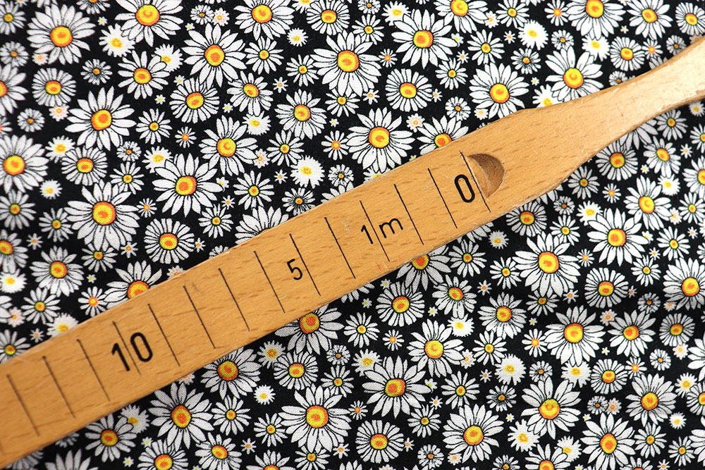 Viskosestoff - Gänseblümchen - Schwarz