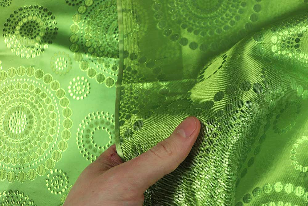 Brokat-Stoff Mandala Dots - Limette