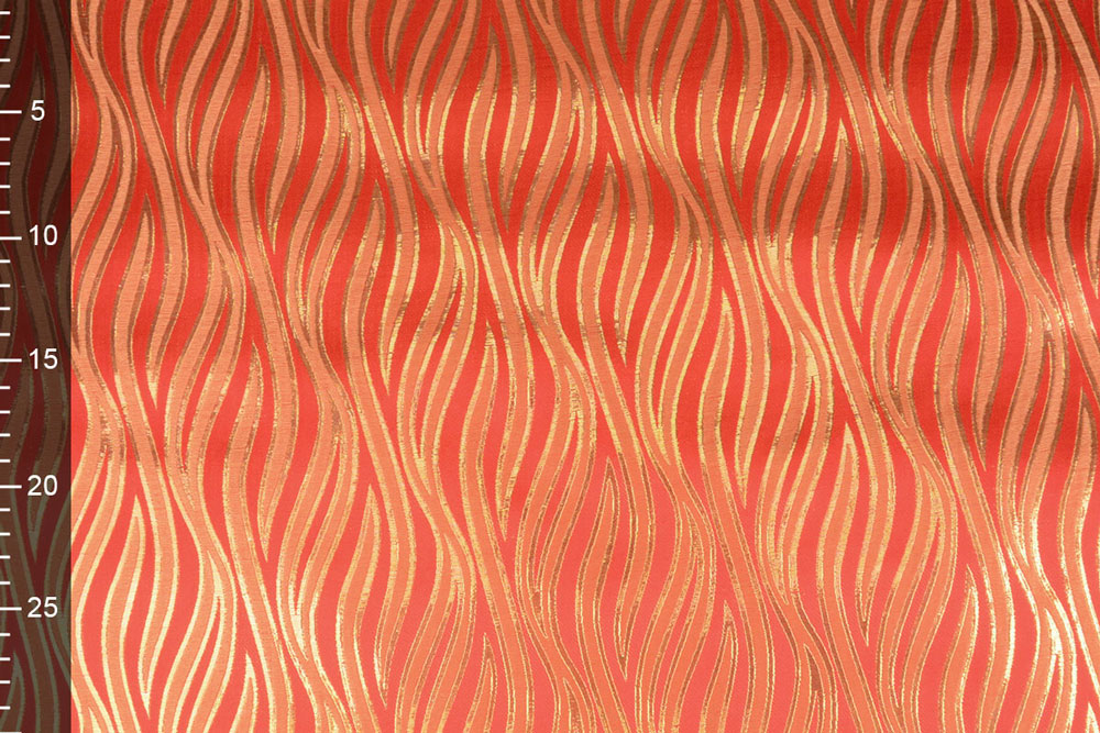 Brokat-Stoff Sibel - Rot/Gold