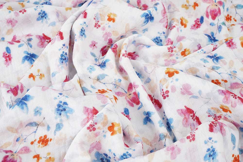 Musselin - Aqua Leaves