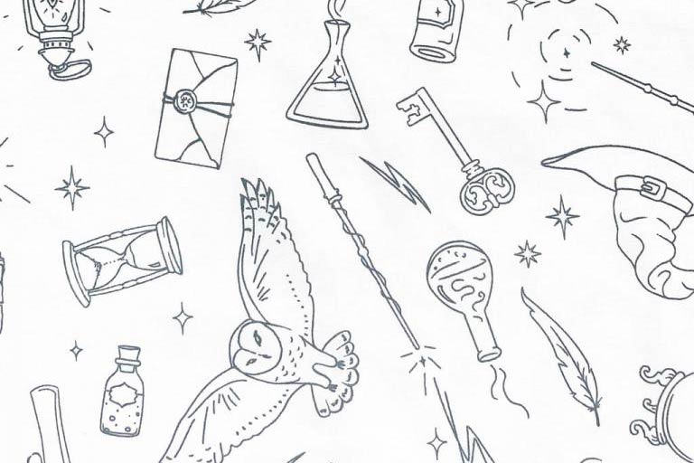 Ausmalstoff Baumwolle - Zauberei