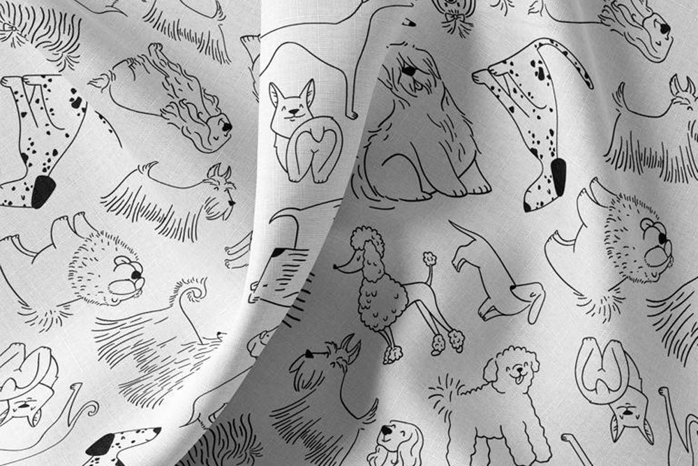 Ausmalstoff Baumwolle - Hunde