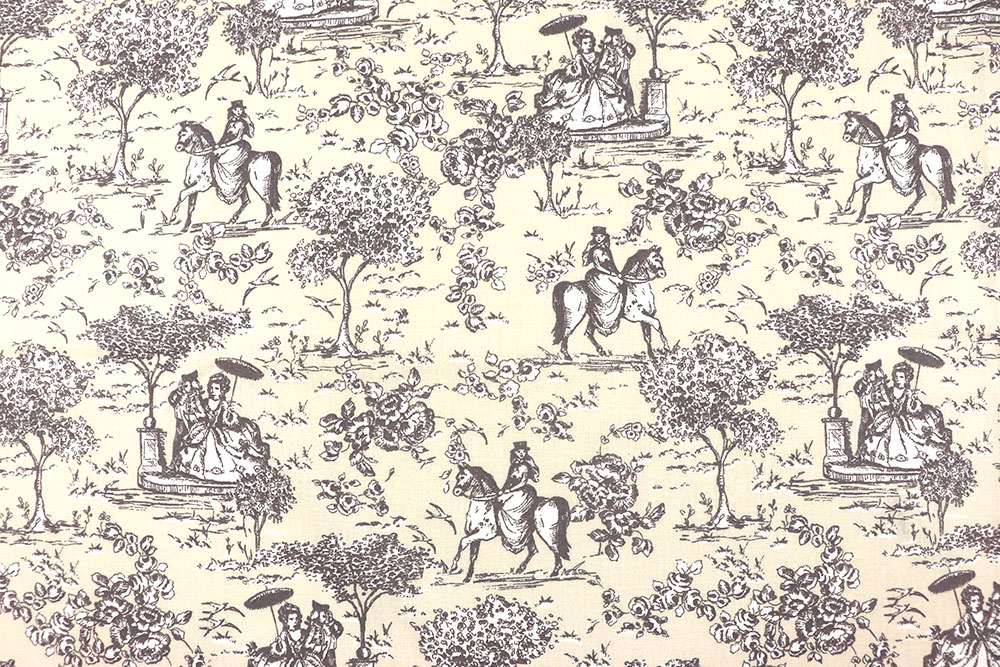 Baumwollstoff - Toile de Jouy - Reiterhof