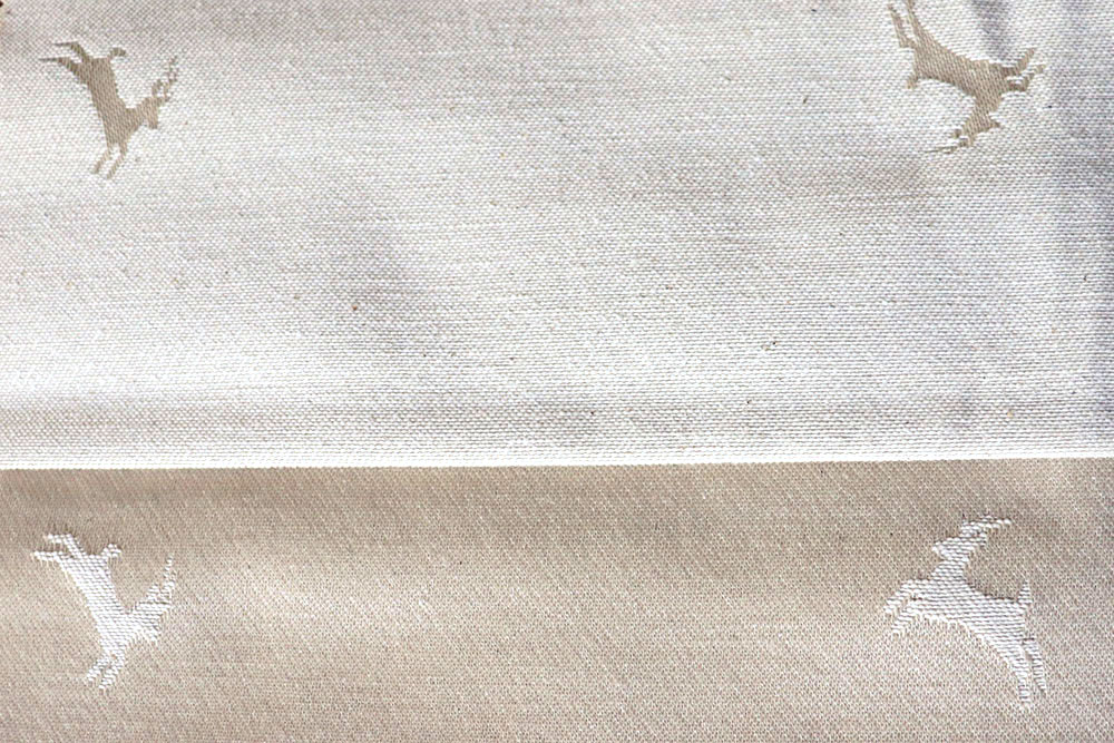 Dekostoff Jacquard beidseitig - Landhaus-Hirsche - Natur