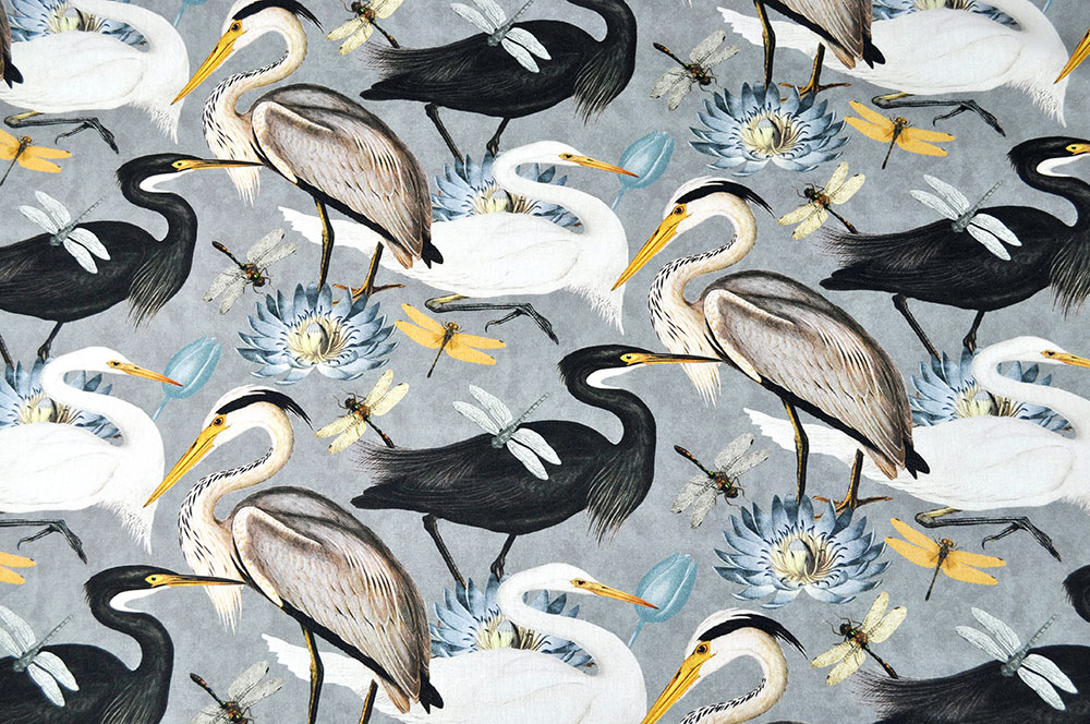 Dekostoff Digitaldruck - Große Reiher