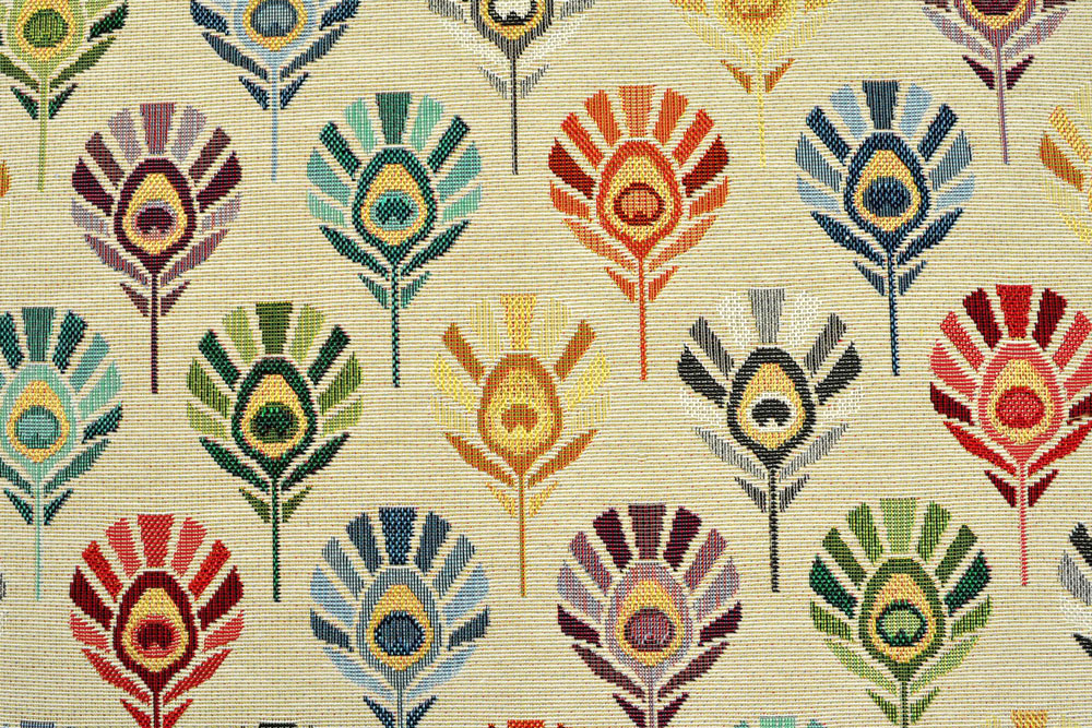 Gobelin-Stoff - Federn - Beige