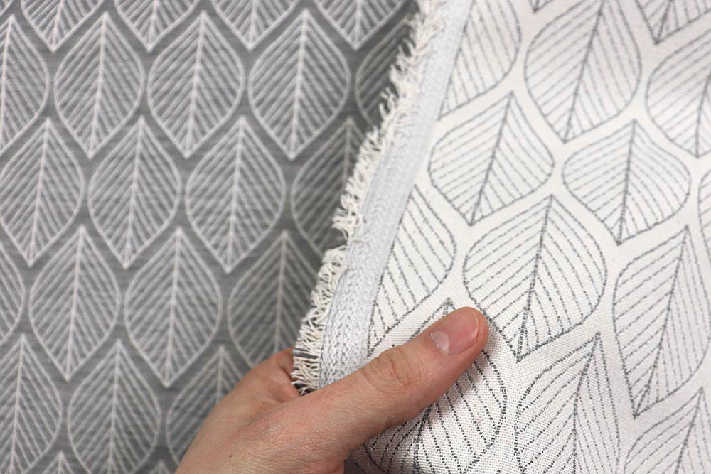 Premium-Jacquard - Zeitlose Blätter - Creme/Grau