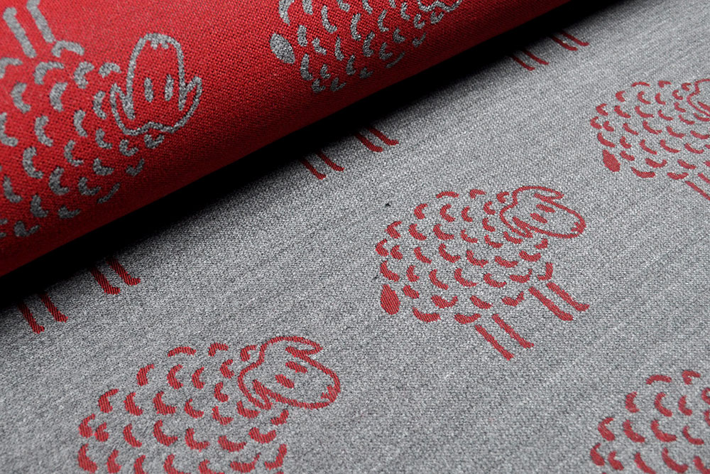 Wende-Jacquard - Kuschelschafe - Grau/Bordeaux
