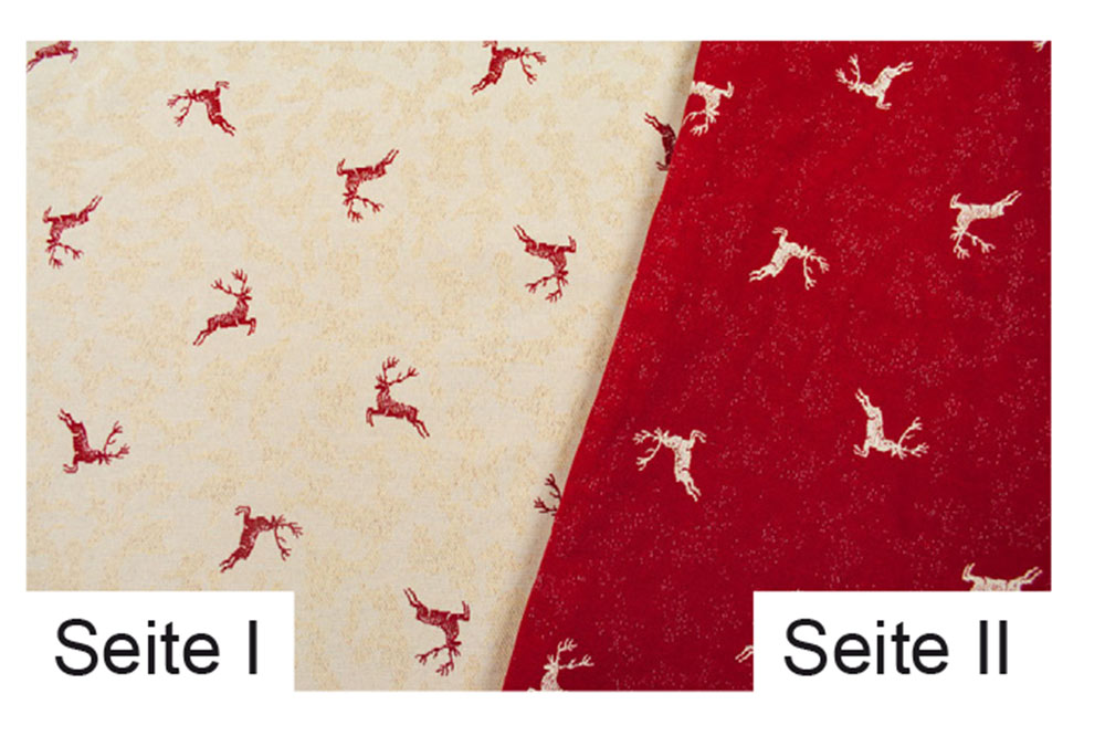 Dekostoff Zweiseitiger Jacquard - Kleine Hirsche - Rot