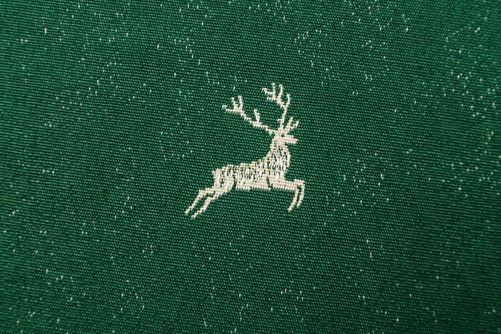 Dekostoff Zweiseitiger Jacquard - Kleine Hirsche - Tanne