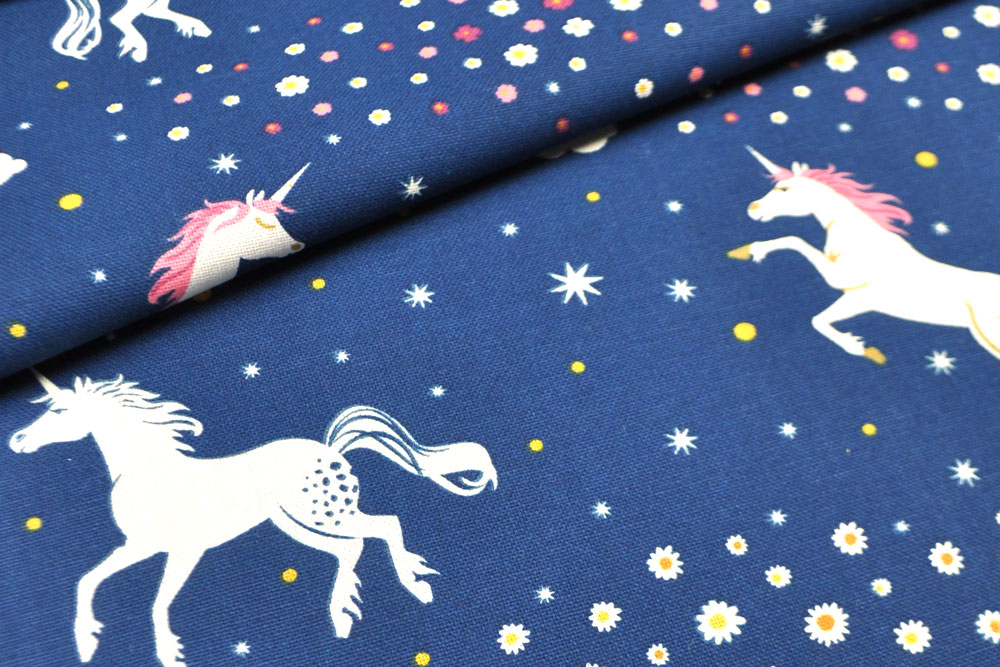 Dekostoff  Glowing - Einhörner