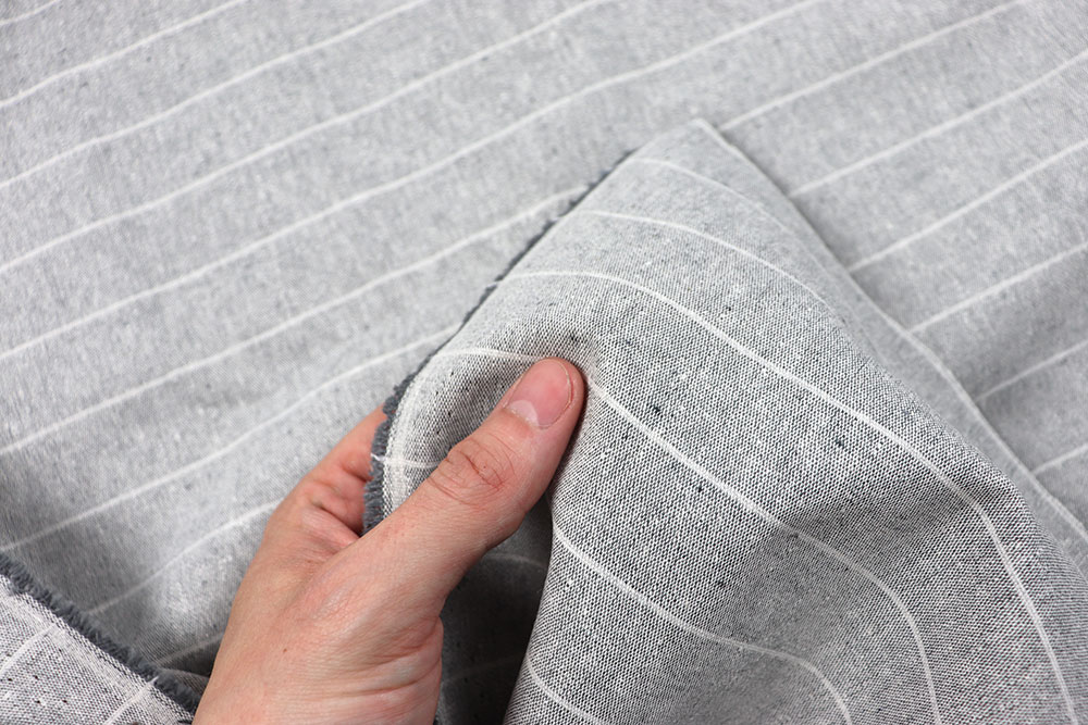 Recycling-Dekostoff - Streifen - Grau/Natur - 280 cm