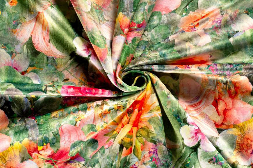 Samt-Dekostoff - Digitaldruck - Dreamy Garden