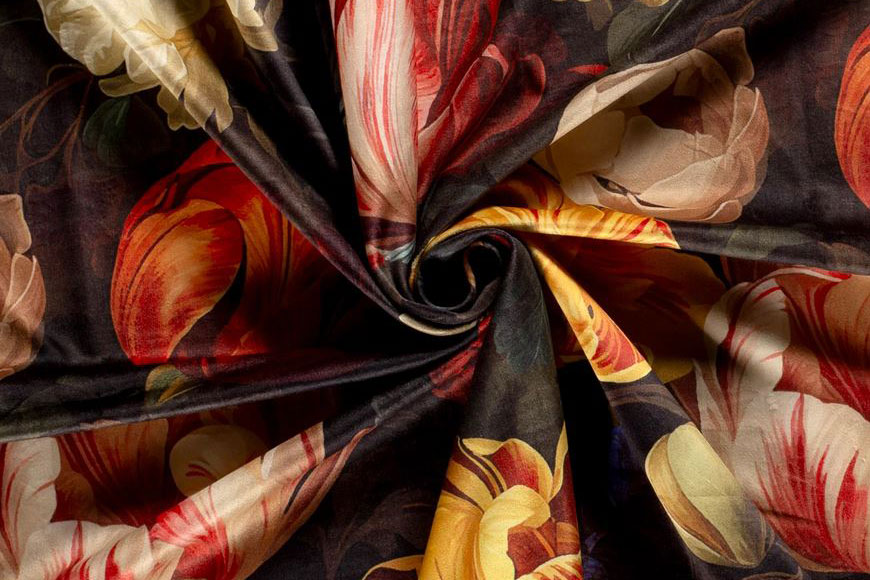 Samt-Dekostoff - Digitaldruck - Amsterdam Flowers