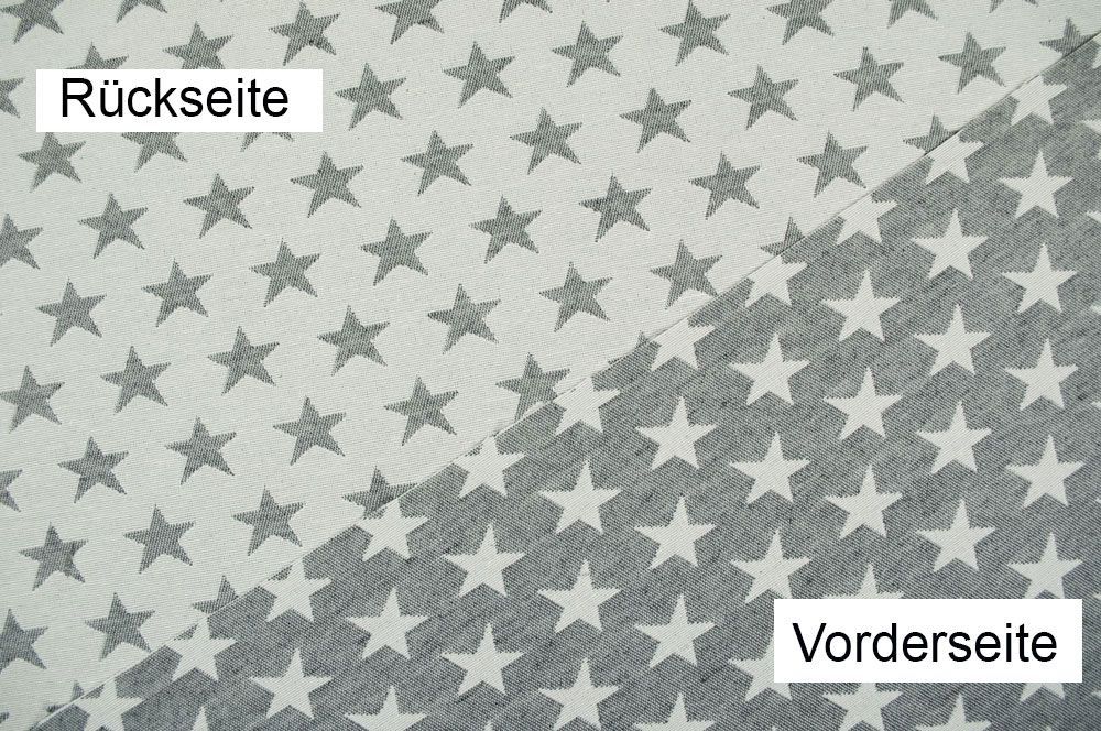 Dekostoff Jacquard - zweiseitig - Sterne - Grau/Weiß