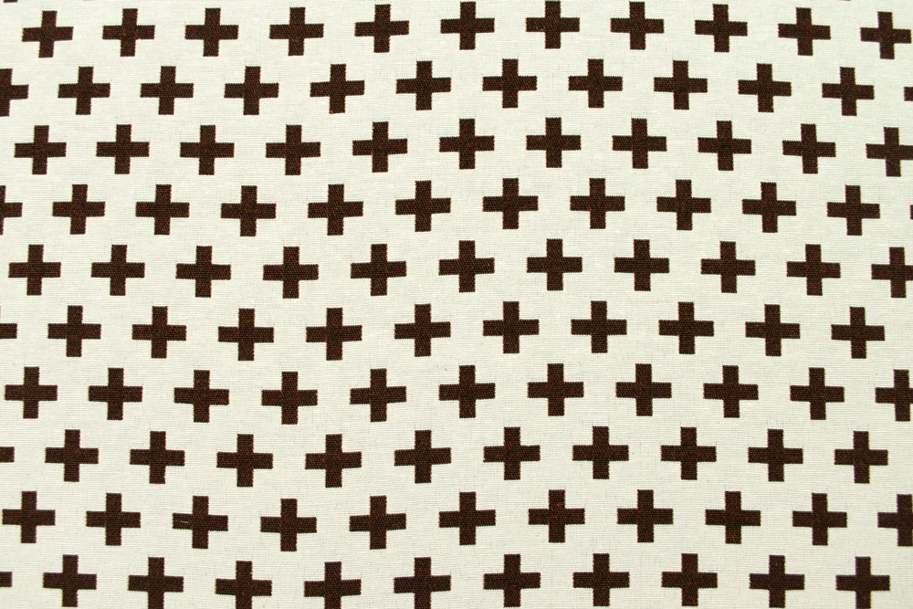 Dekostoff Jacquard - zweiseitig - Kreuze - Braun/Creme