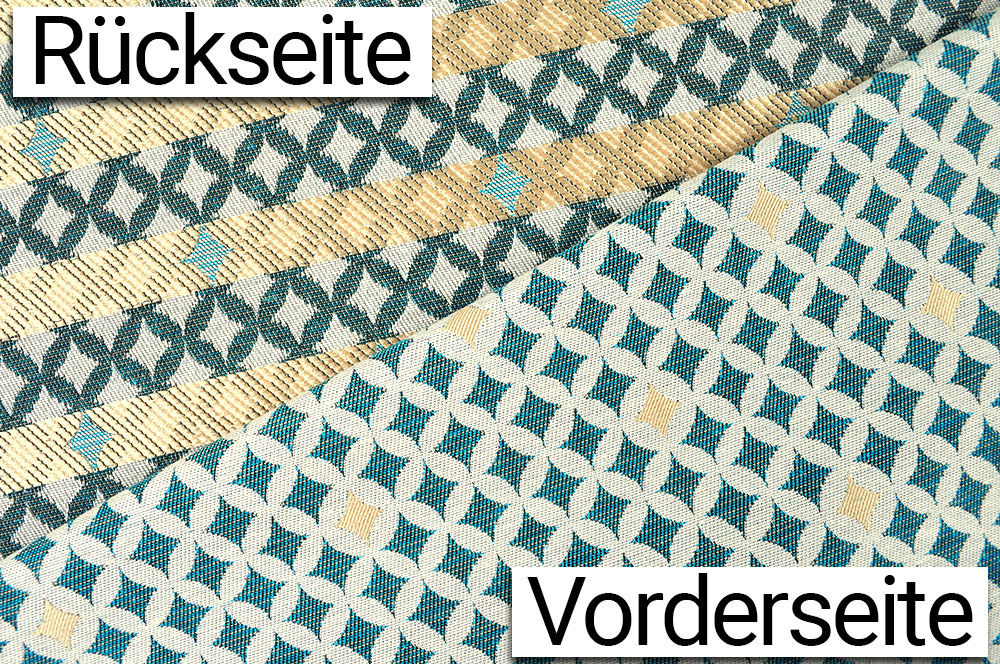 Jacquard-Dekostoff - Astral - Türkis/Gold
