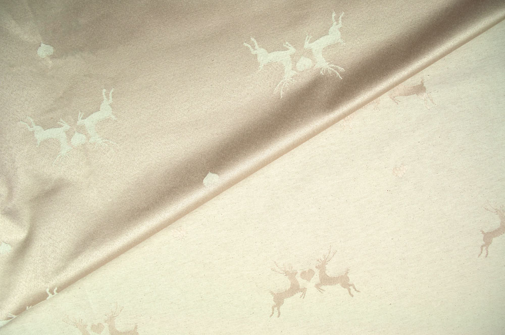 Verliebter Hirsch - Dekostoff Jacquard - Creme/Champagner