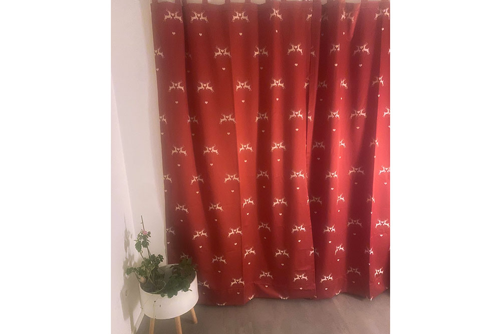 Verliebter Hirsch - Dekostoff Jacquard - Rot/Creme