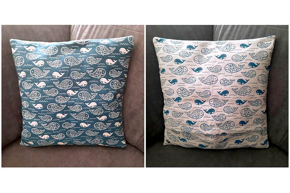 Dekostoff Jacquard - Wal-Familie - Türkis/Creme