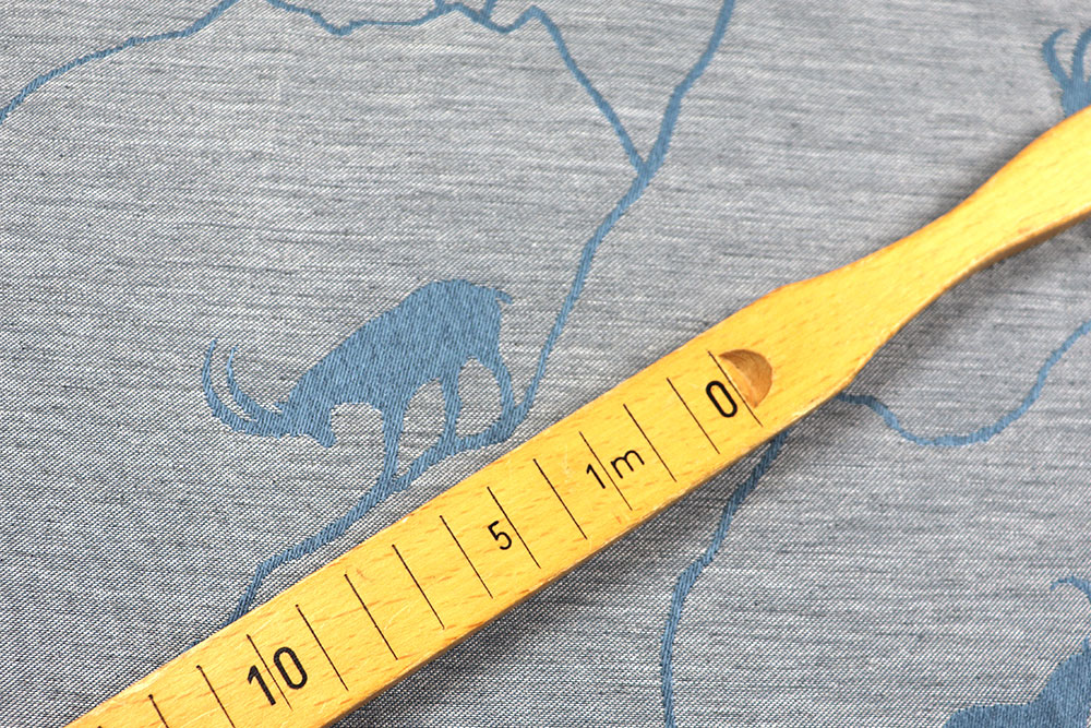 Dekostoff Jacquard - zweiseitig - Alpen-Steinbock - Blau