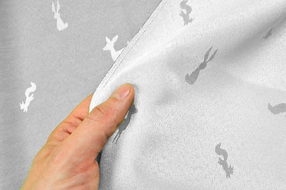 Gardinenstoff - zweiseitig - Kleine Tiere - Hellgrau/Creme