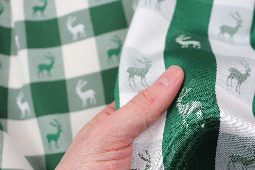 Dekostoff Jacquard beidseitig - Alm-Karo - Grün