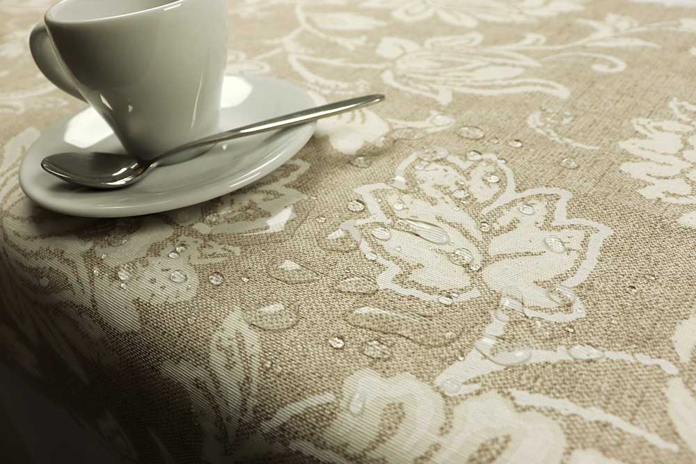 Outdoor-Dekostoff - Tropische Blumen - Beige