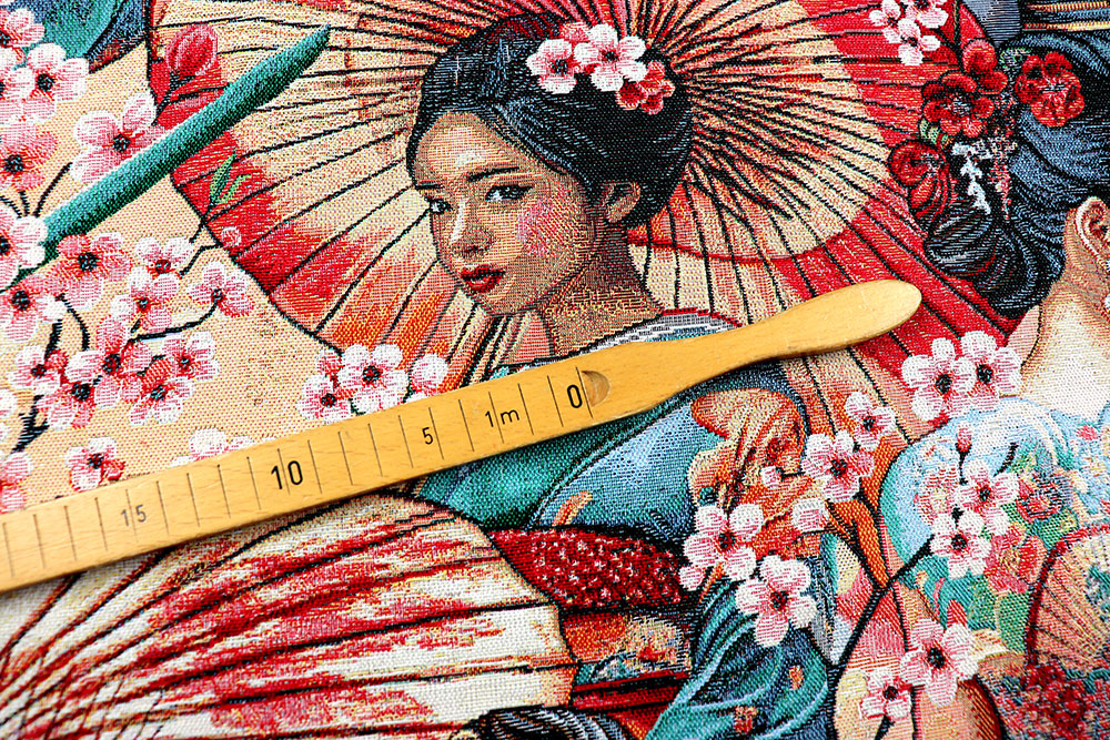 Gobelinstoff – Geishas & Kirschblüten