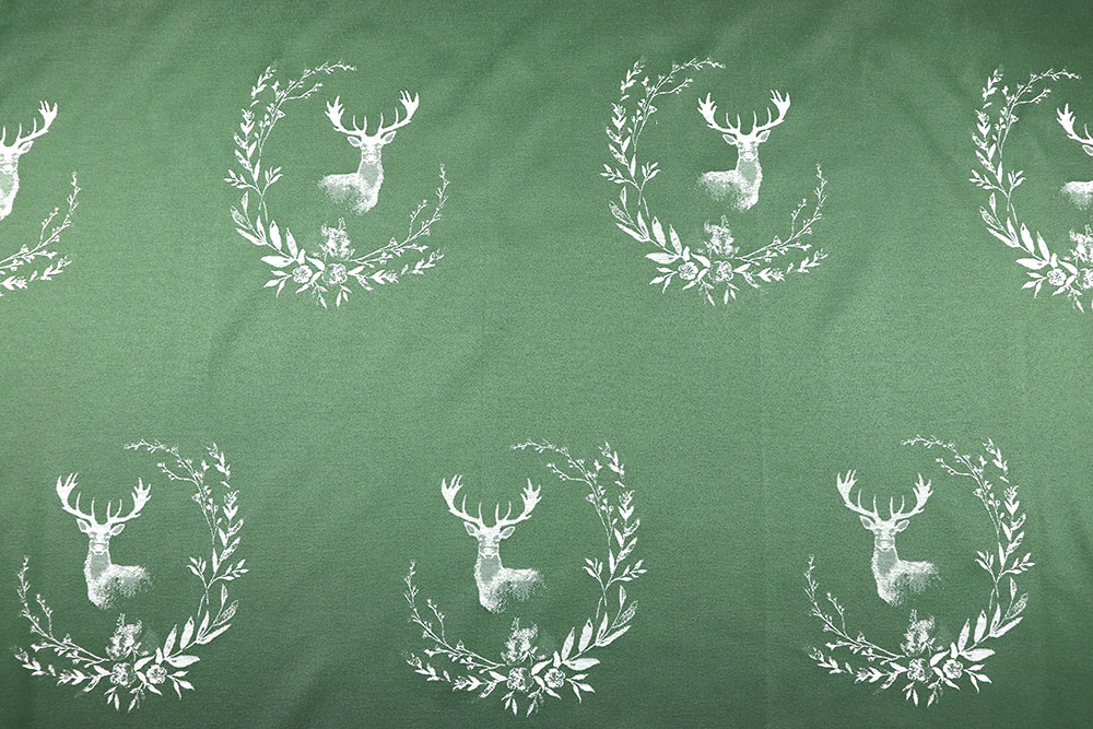 Dekostoff Jacquard beidseitig - Hirsch-Siegel - Grün