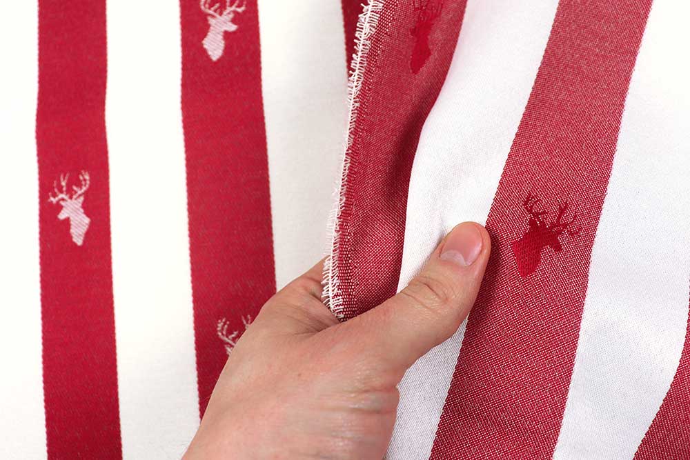 Dekostoff Jacquard - Hirsch-Streifen - Rot