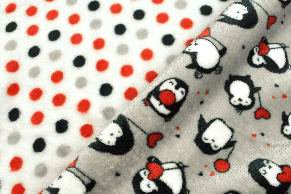 Wellness-Fleece - Doubleface - Punkte/Pinguine