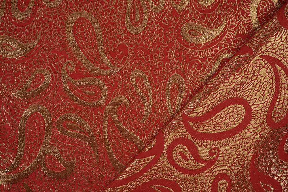 Brokat - Paisley - Rot/Gold