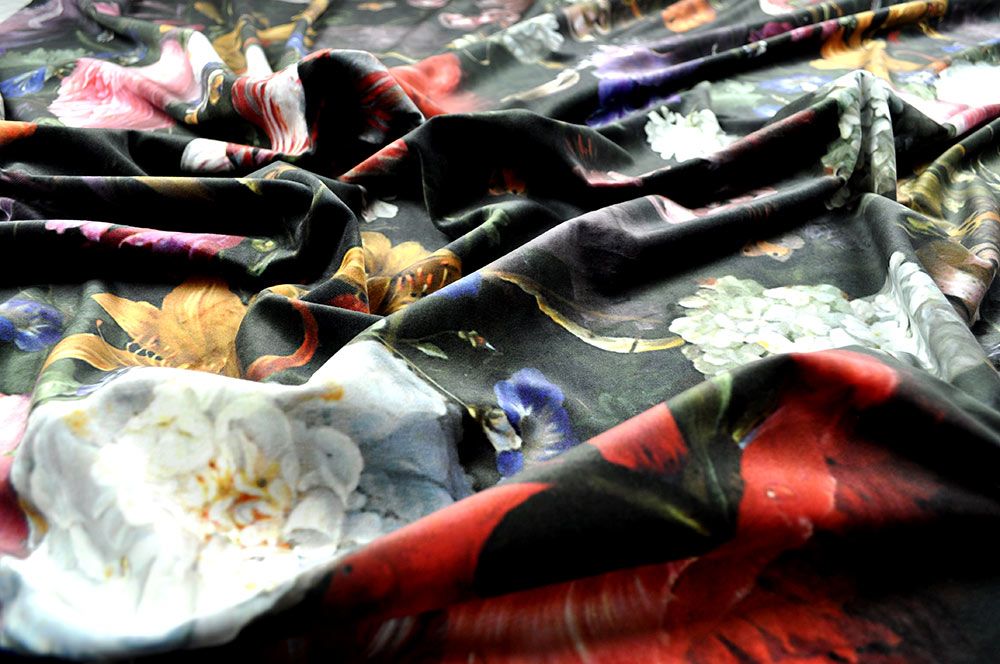 Samt-Dekostoff - Digitaldruck - Blütentraum