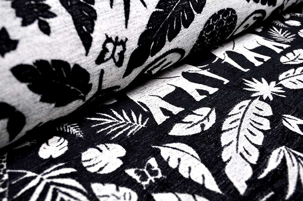 Wende-Jacquard Chenille - Afrika - Schwarz/Weiß