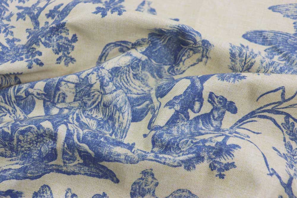 Möbelstoff Toile de Jouy - Athina - Blau - 280 cm