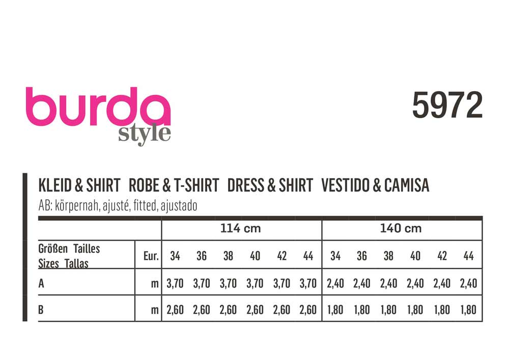 burda Schnittmuster 5972 - Strickkleid/Shirt  mit Rollkragen