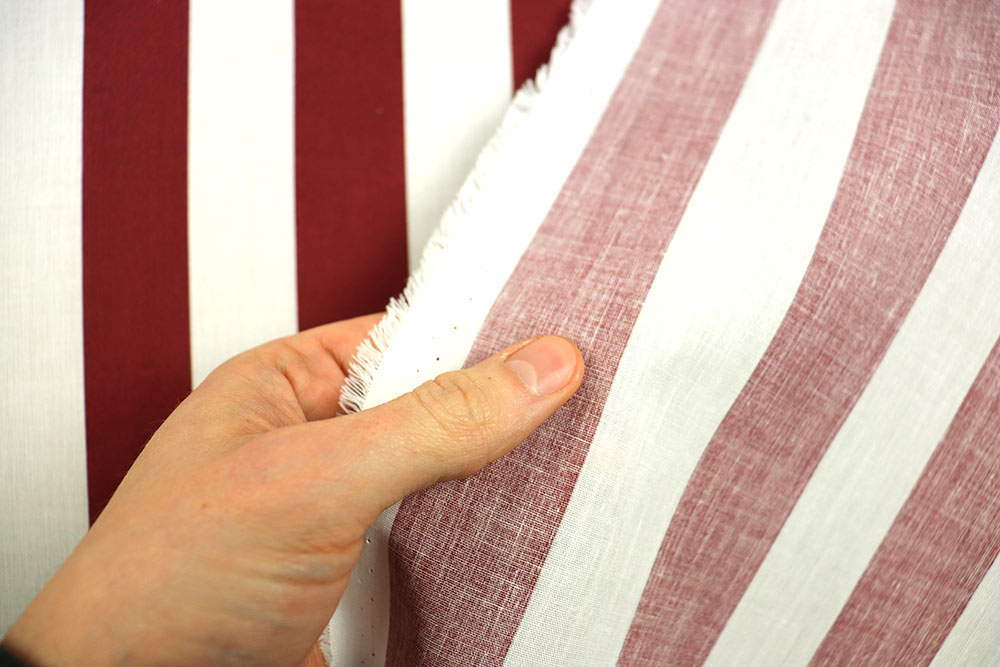 Baumwoll-Dekostoff - Blockstreifen - Bordeaux/Weiß