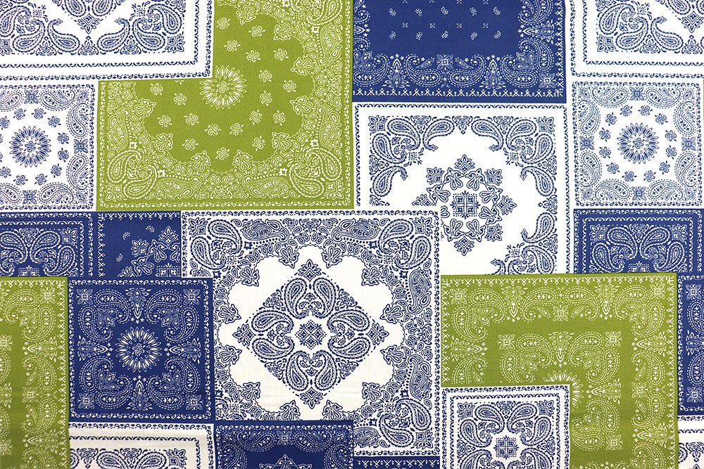 Baumwoll-Dekostoff - Paisley Patchwork - Grün/Blau