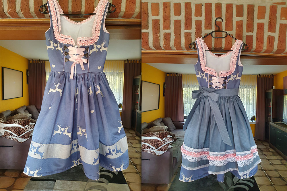 Verliebter Hirsch - Dekostoff Jacquard - Blau/Creme