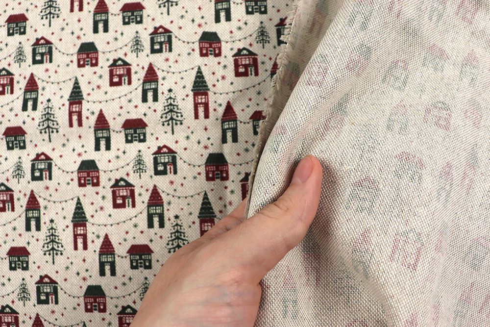 Dekostoff Leinenoptik - Winterdorf