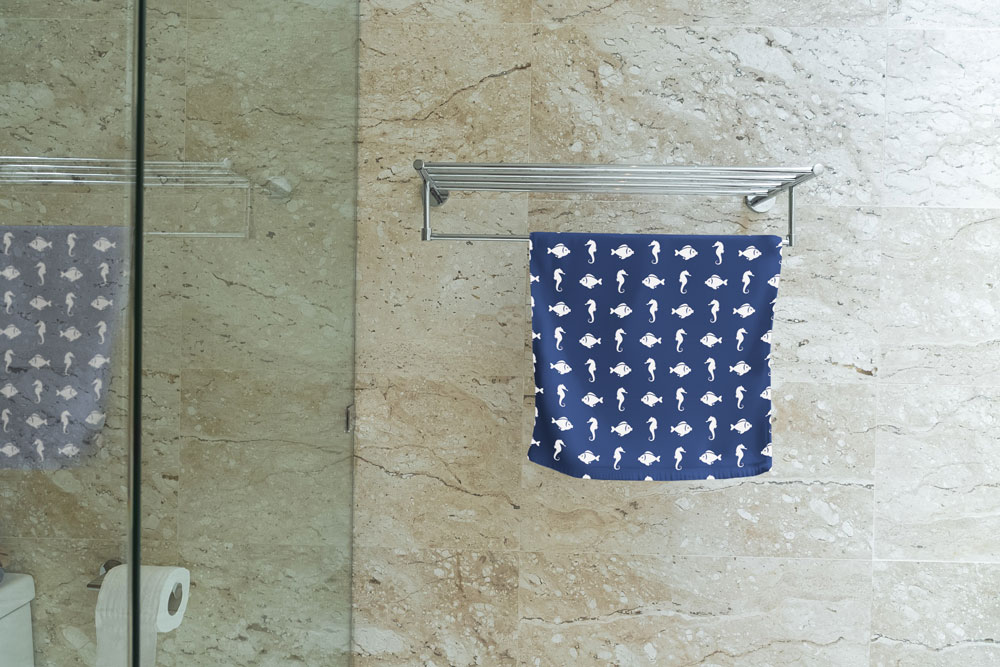 Frottee-Fleece - Marine-Welt Seepferdchen/Fisch