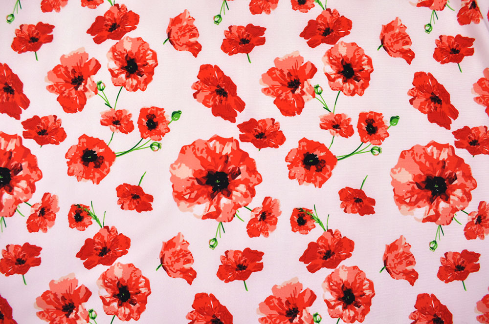 Badeanzugstoff - Mohnblumen