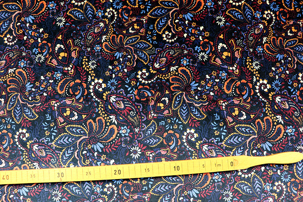 Samtstoff - Blumen Paisley