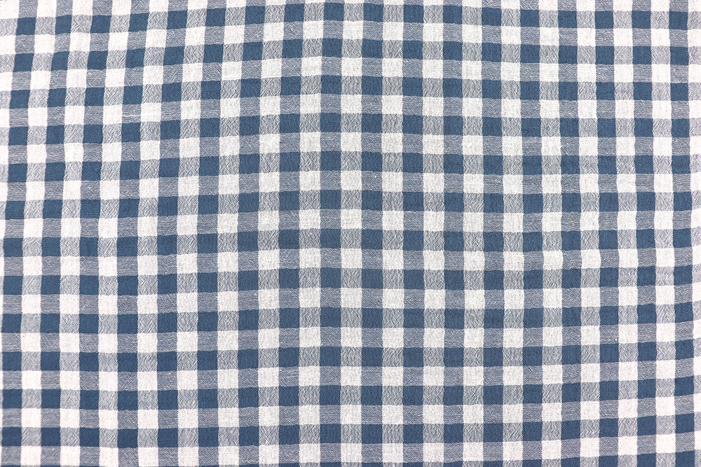 Musselin Vichy-Karo - Double Face - Nachtblau