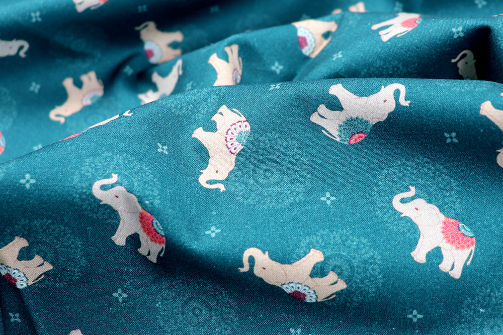 Baumwollstoff - Elefanten und Mandalas