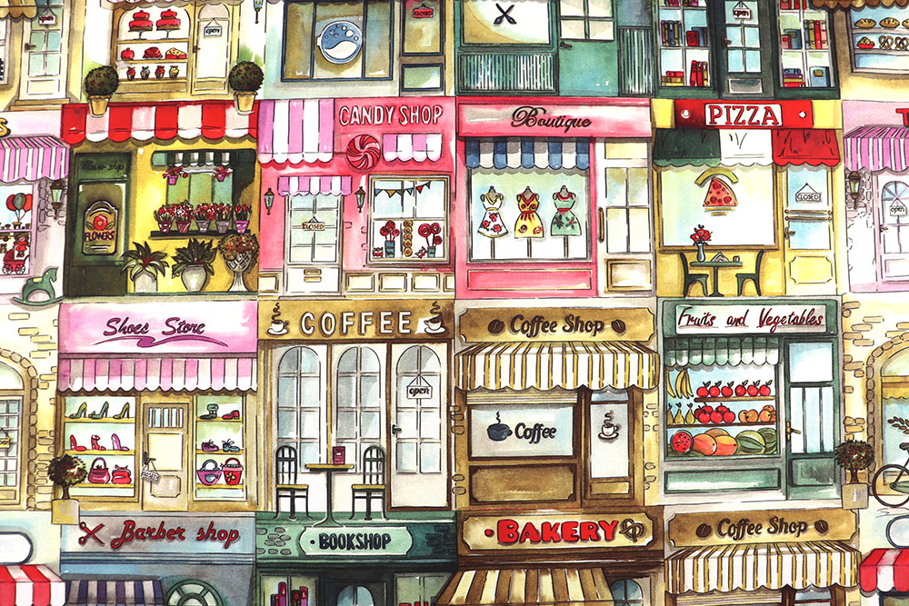 Baumwollstoff Digital - Cosy City - 280 cm