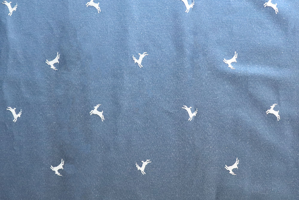 Dekostoff Jacquard beidseitig - Landhaus-Hirsche - Blau